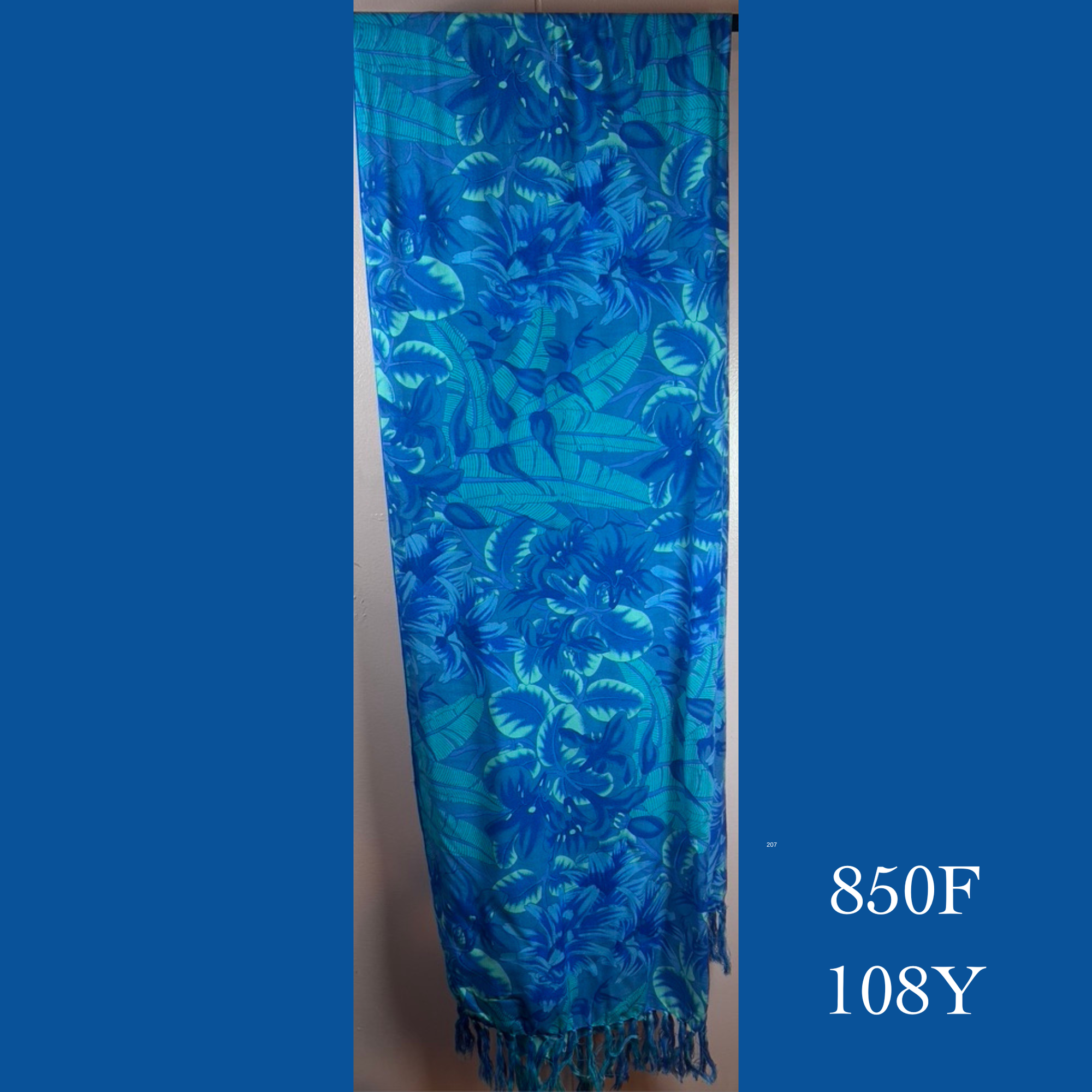 850F - 108Y , Fringed scarf floral print
