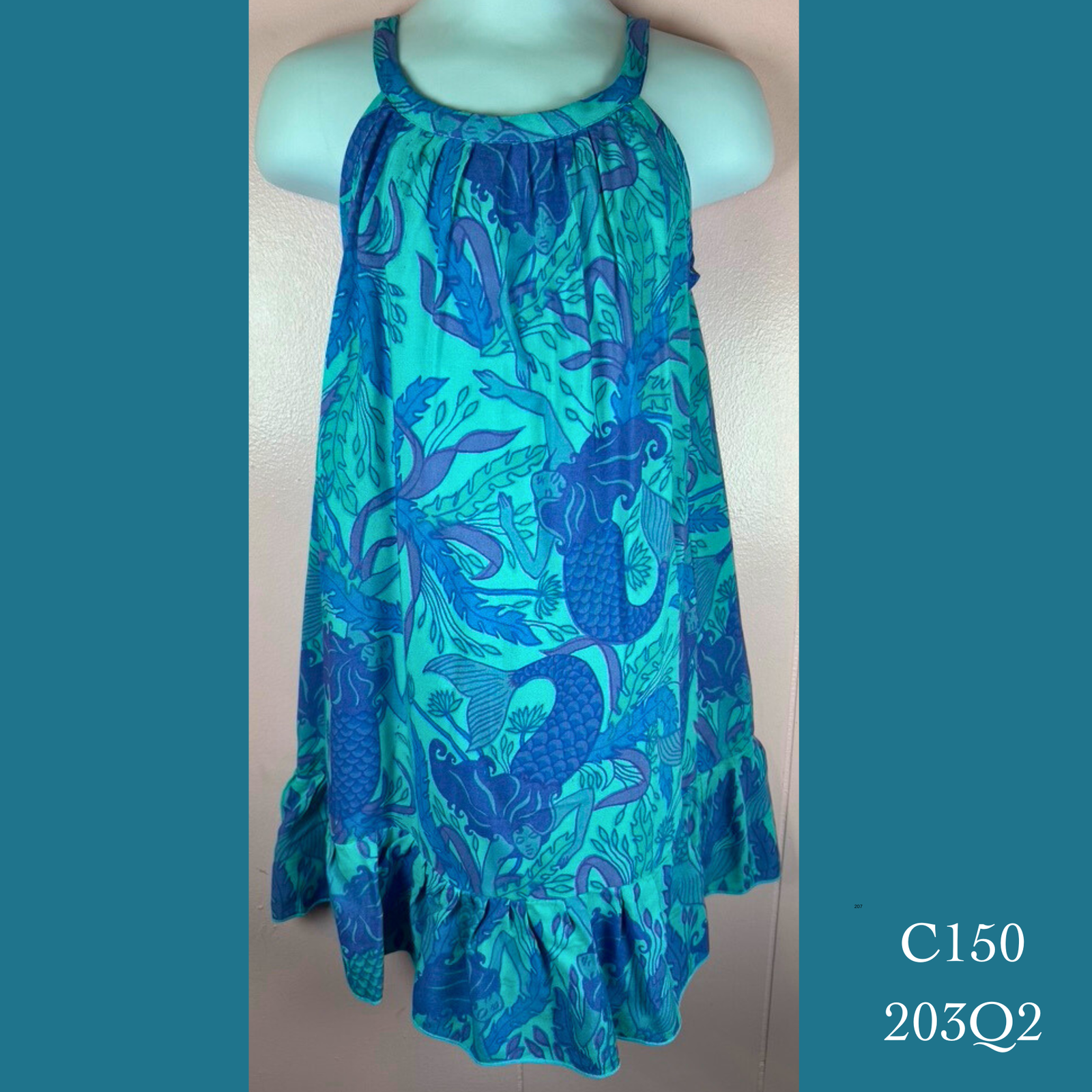 C150 - 203Q2 , Drawstring Back A Line Dress