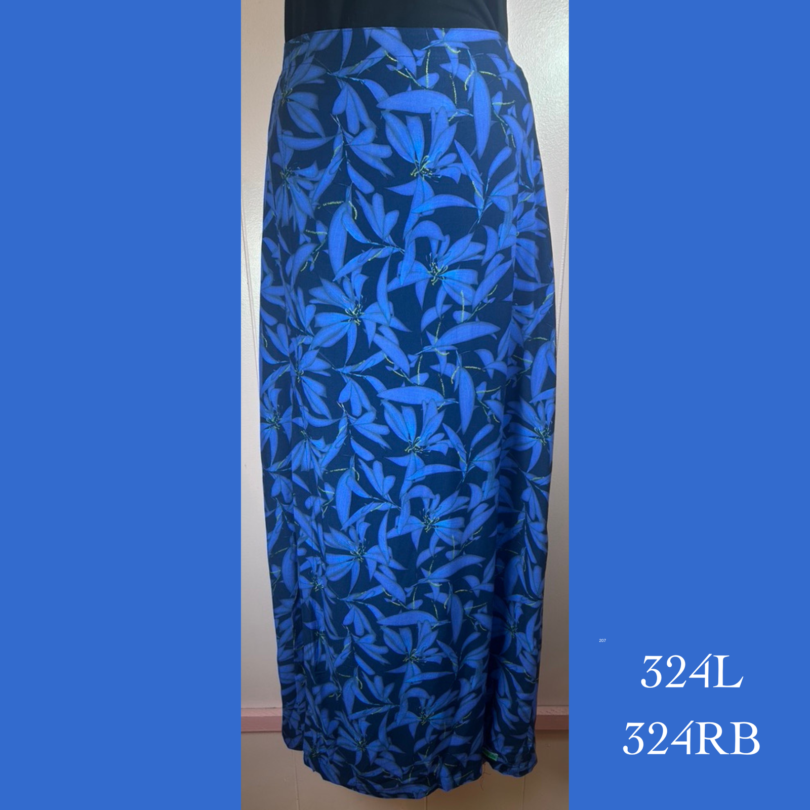 324L - 324RB , Long skirt with elastic back waist