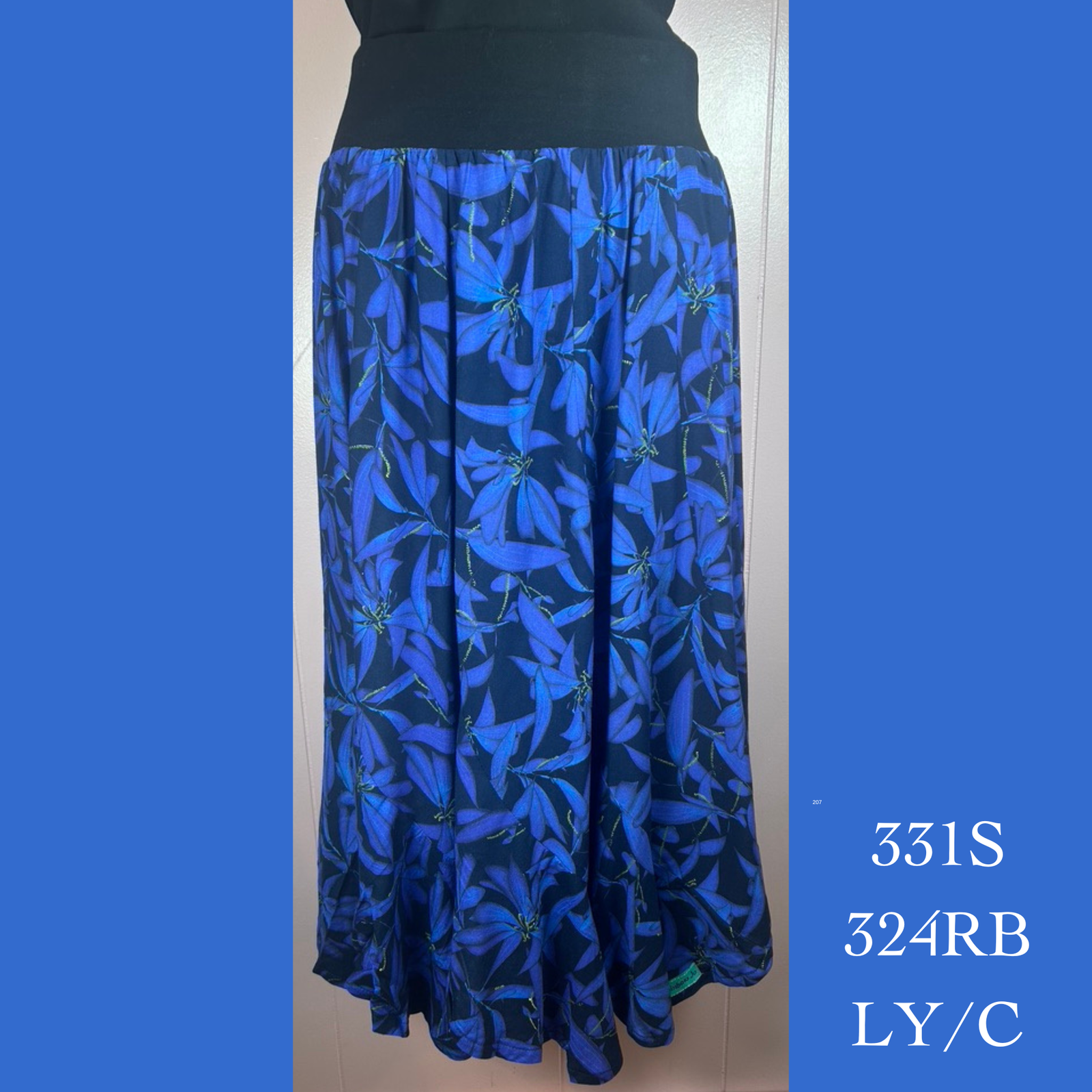 331S - 324RB  LY/C, Spiral skirt with lycra waistband