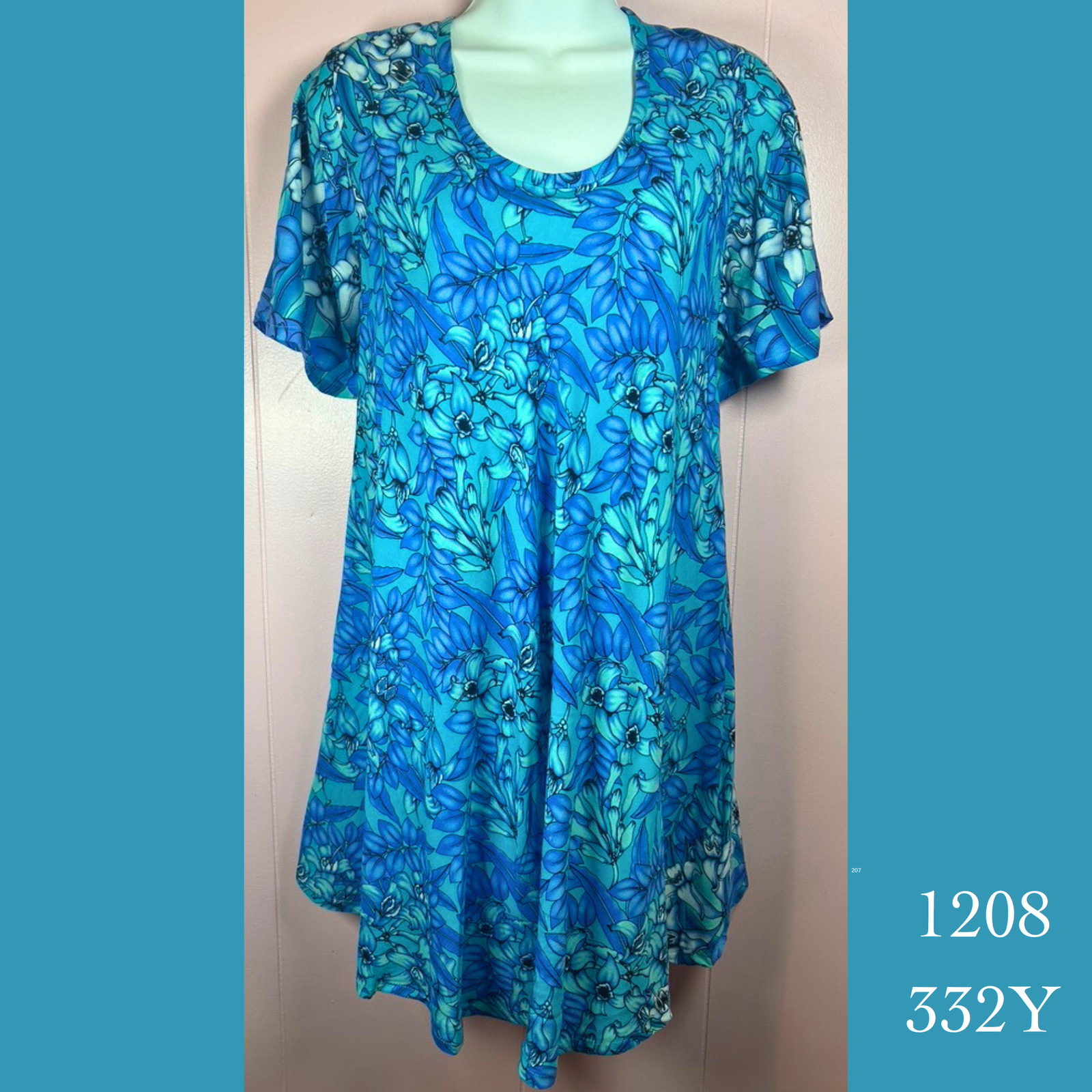 1208 - 332Y , Swing tank dress with pockets and sleeves