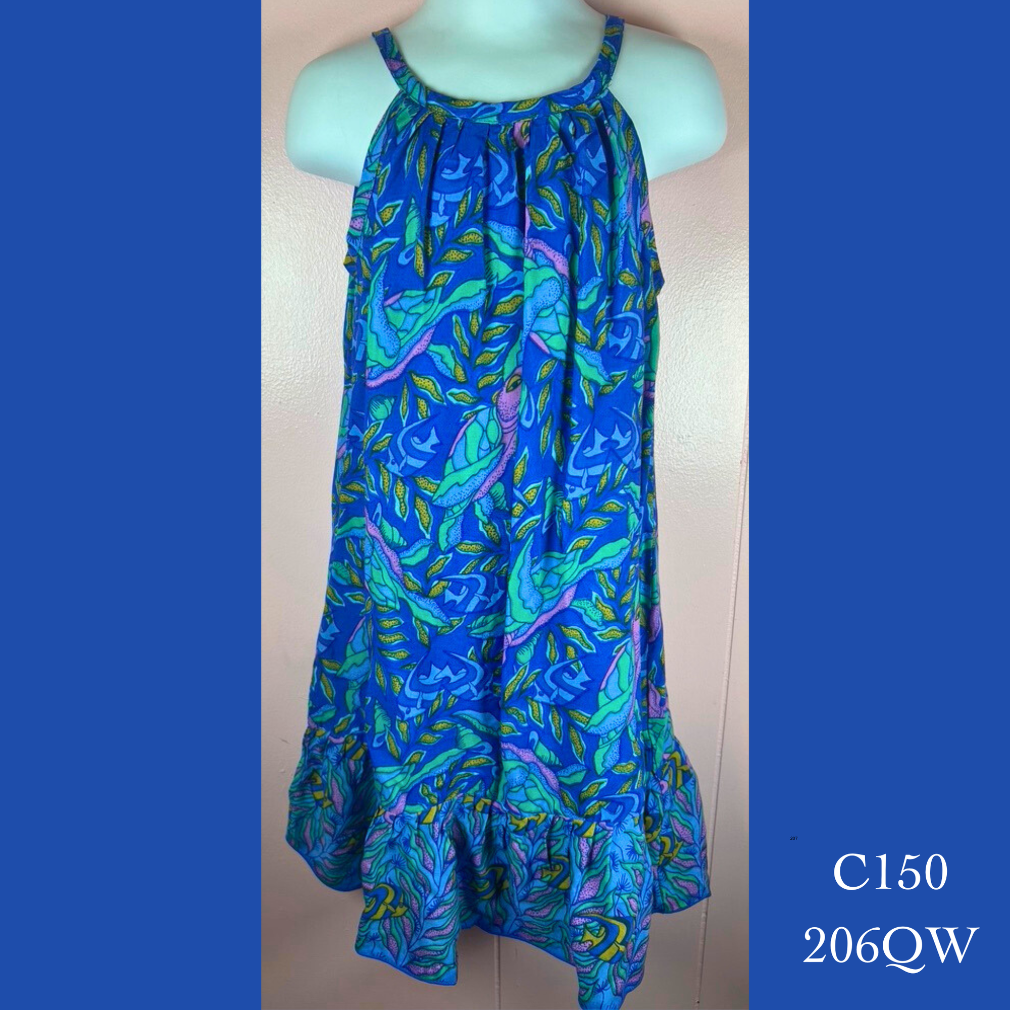 C150 - 206QW , Drawstring back A line dress