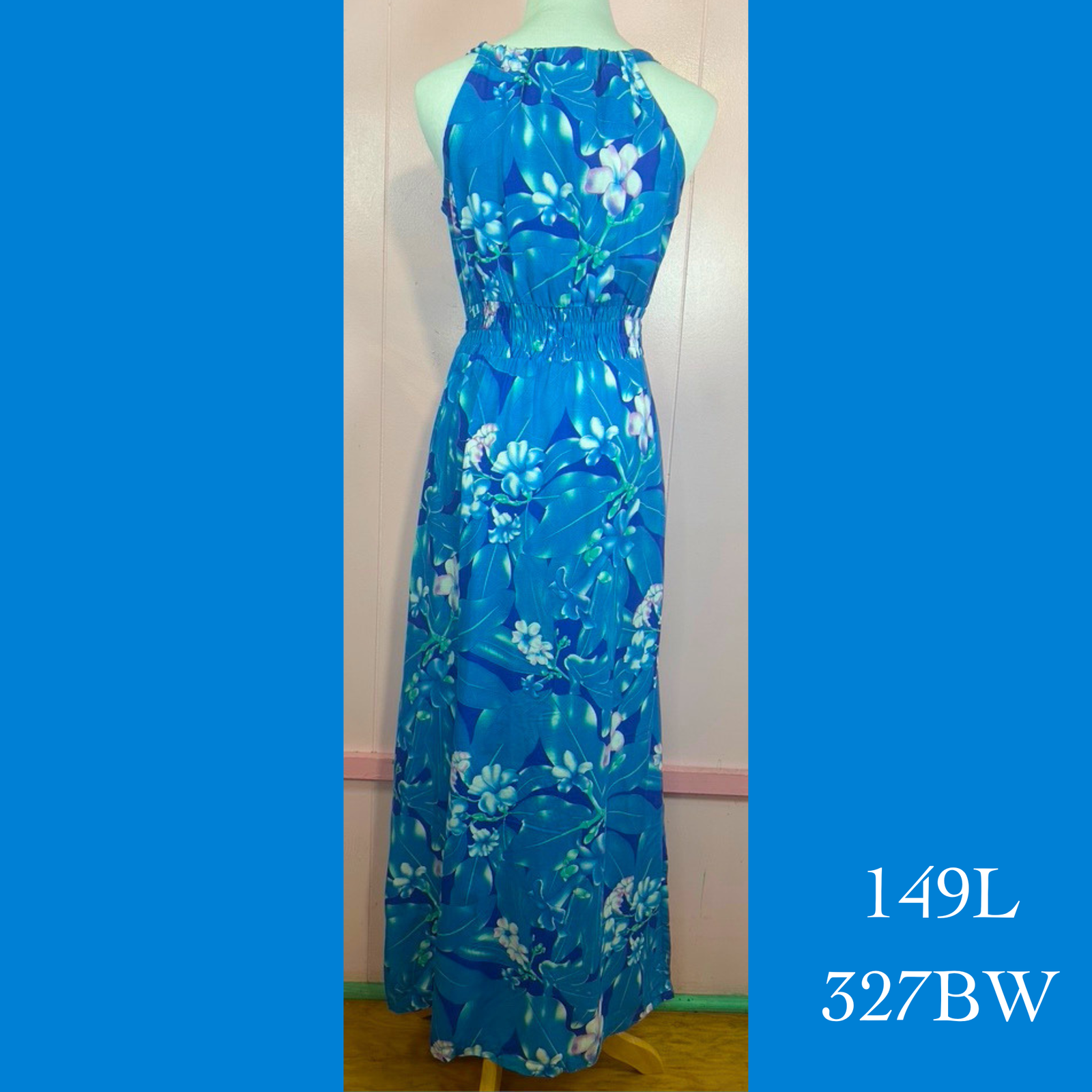 149L - 327BW, Halter Back Dress Long with Pockets