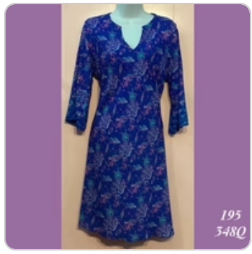 195X - 348Q , 3/4 Sleeve tunic dress plus size