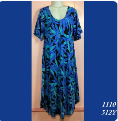 1110X - 312Y , Sleeved Resort Dress with pockets and scalloped hemline plus size