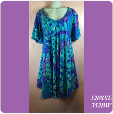 1208XLX - 352BW , Swing tank dress with pockets and sleeves plus size