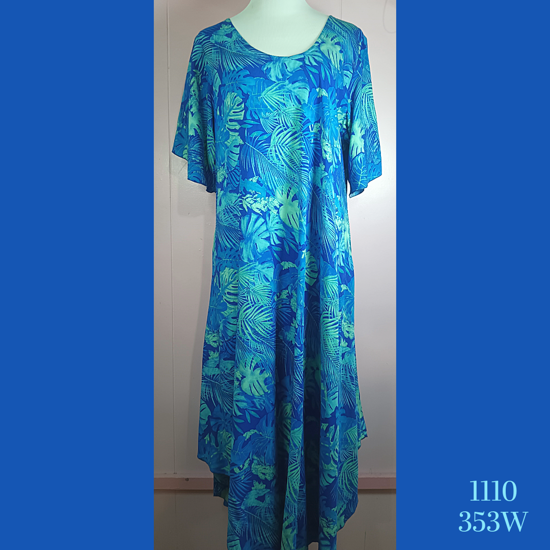 1110X- 353W, Plus Size Resort Dress with Pockets and Sleeves