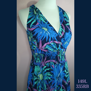 149L - 335RB, Halter Back Dress Long with Pockets