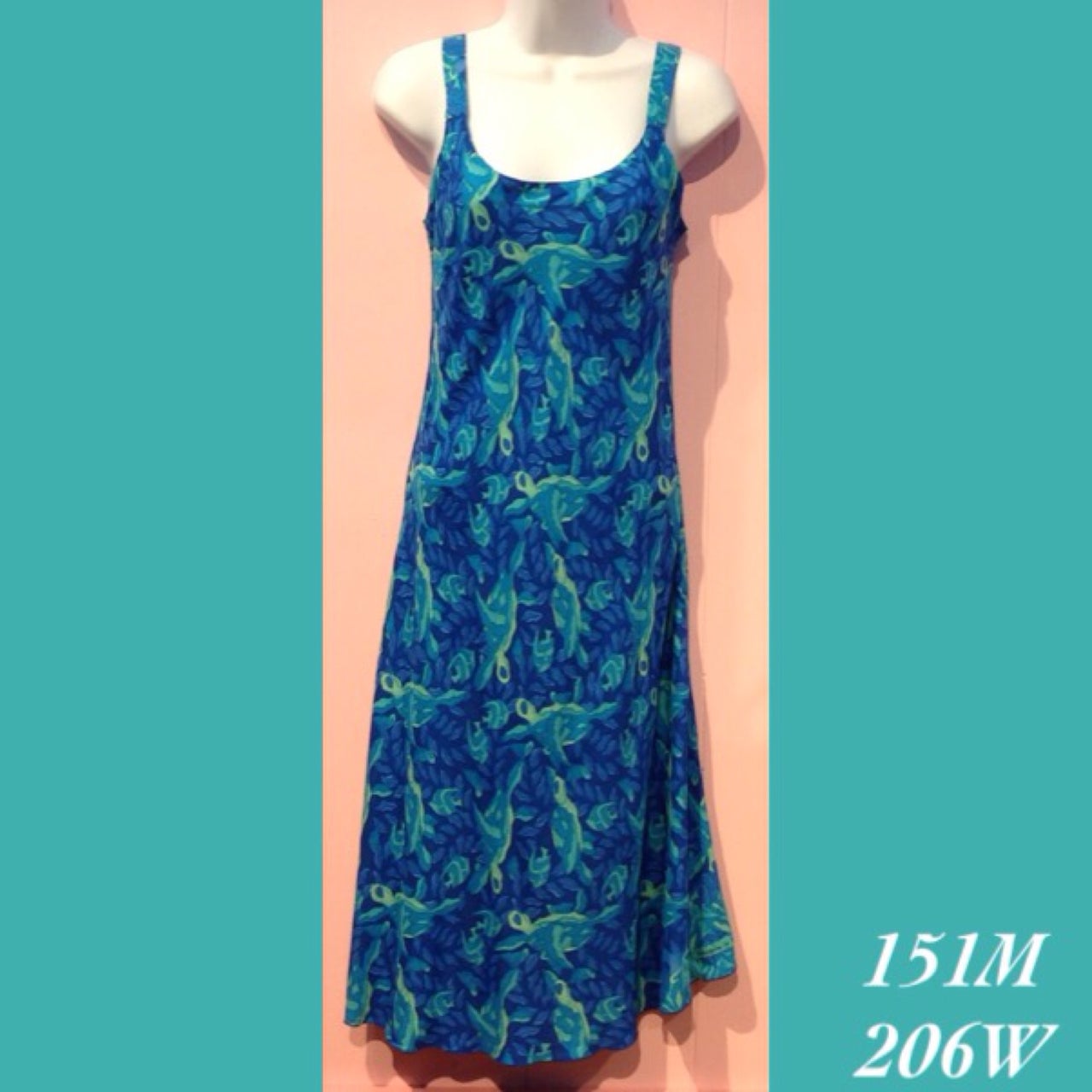 151M - 206W , Bias cut strap dress mid length