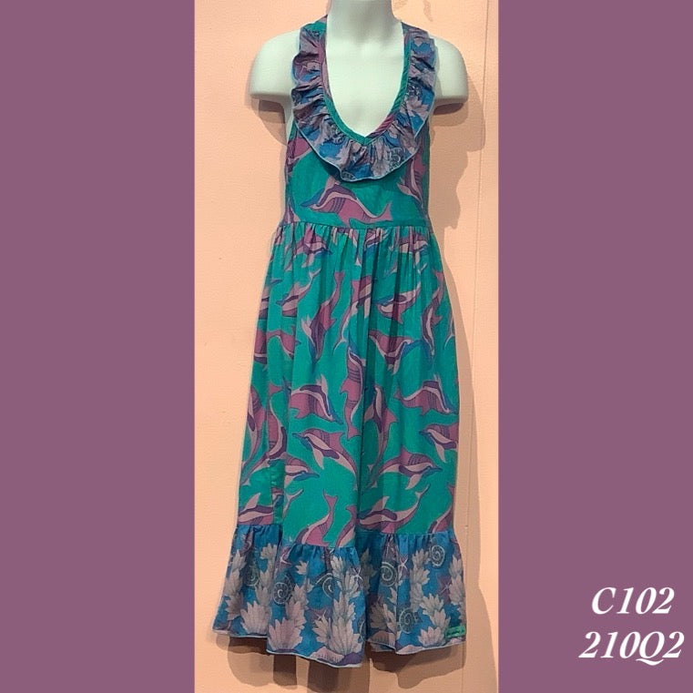 C102 - 210Q2 , Child's halter back maxi dress