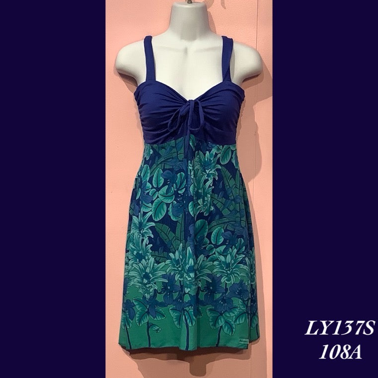 LY137SX - 108A, Plus Size Lycra Top Tie Front Dress