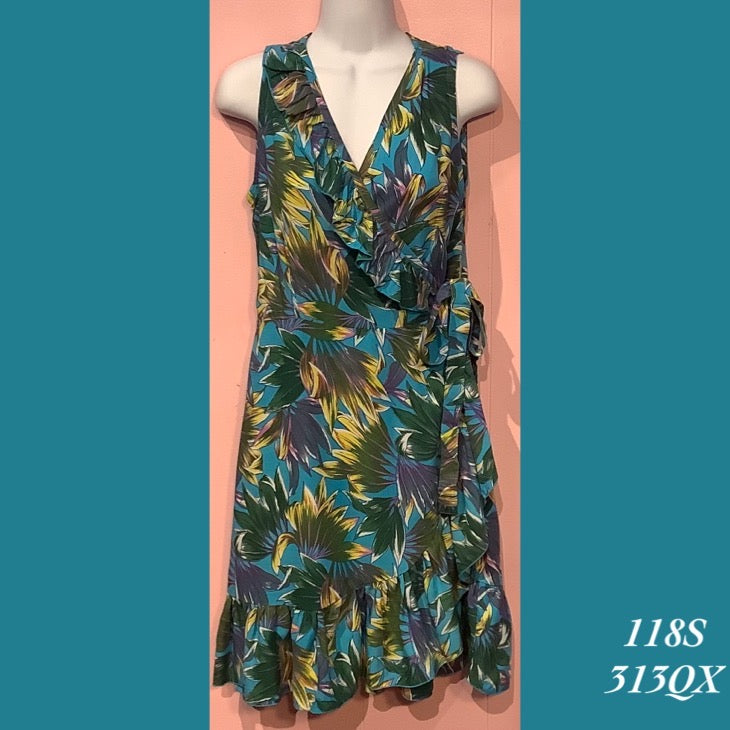 118S - 313QX , Sleeveless wrap dress