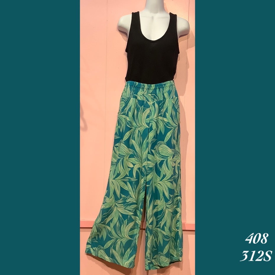 408 - 312S , Wide leg long pant with pockets
