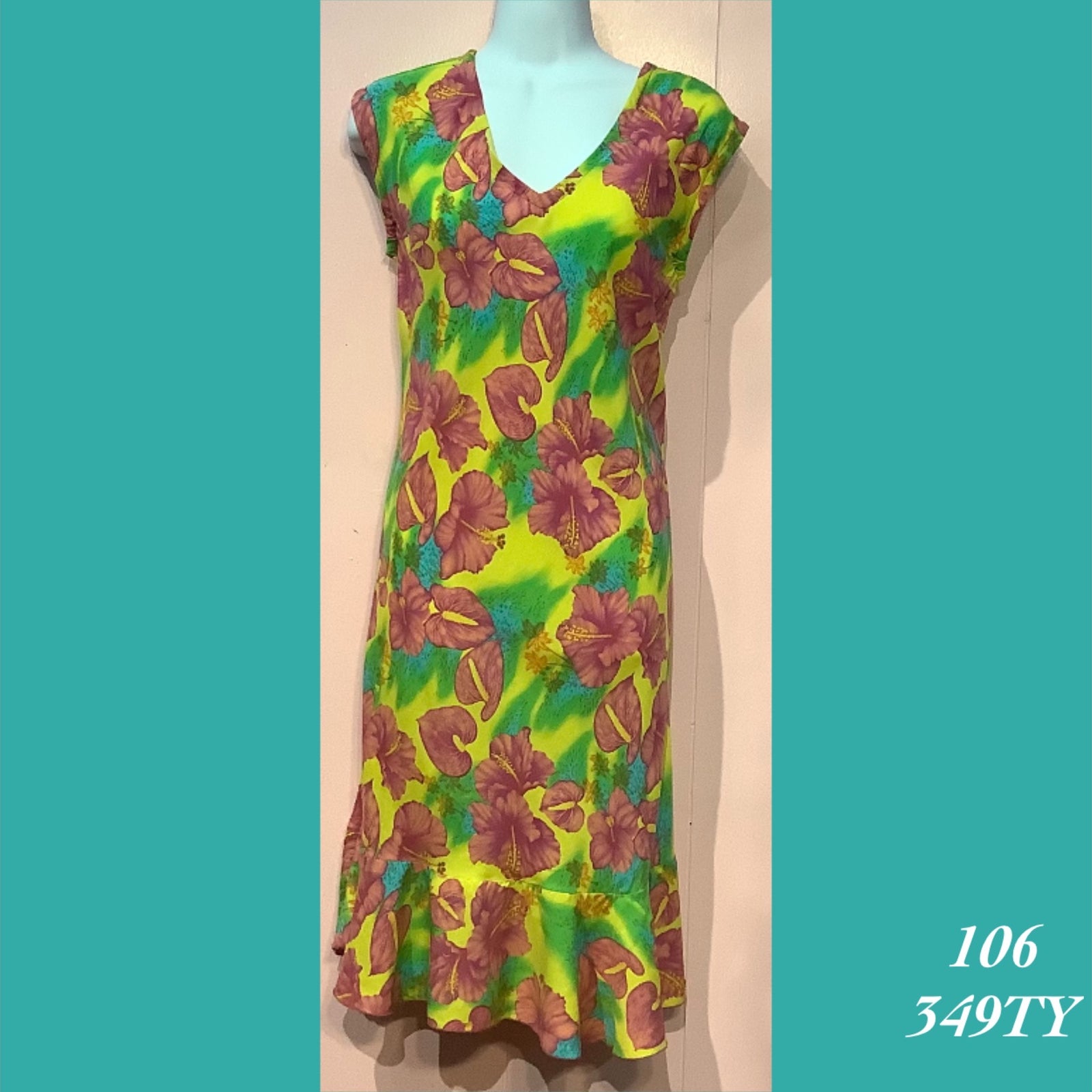 Rainbow Jo V-Neck Floral Mumu Summer Midi Dress - 106 - 349TY