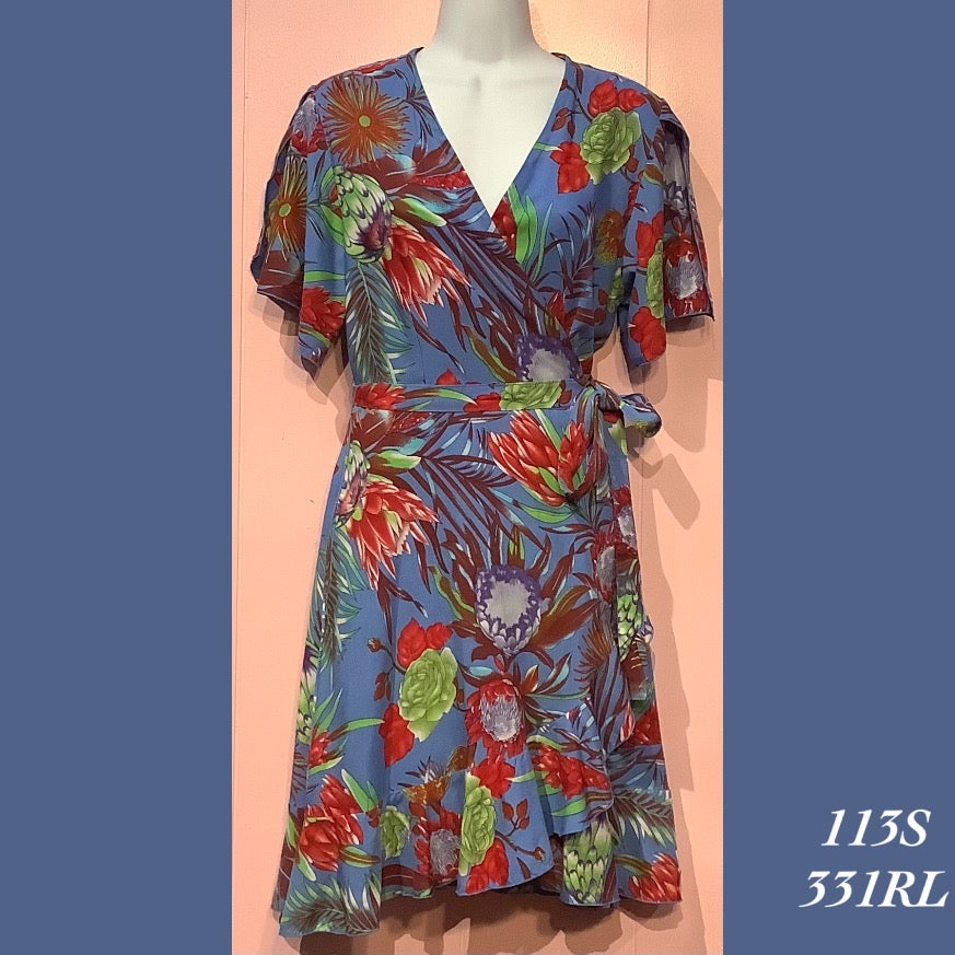 Rainbow Jo Summer Wrap Midi Dress with Sleeves - 113S
