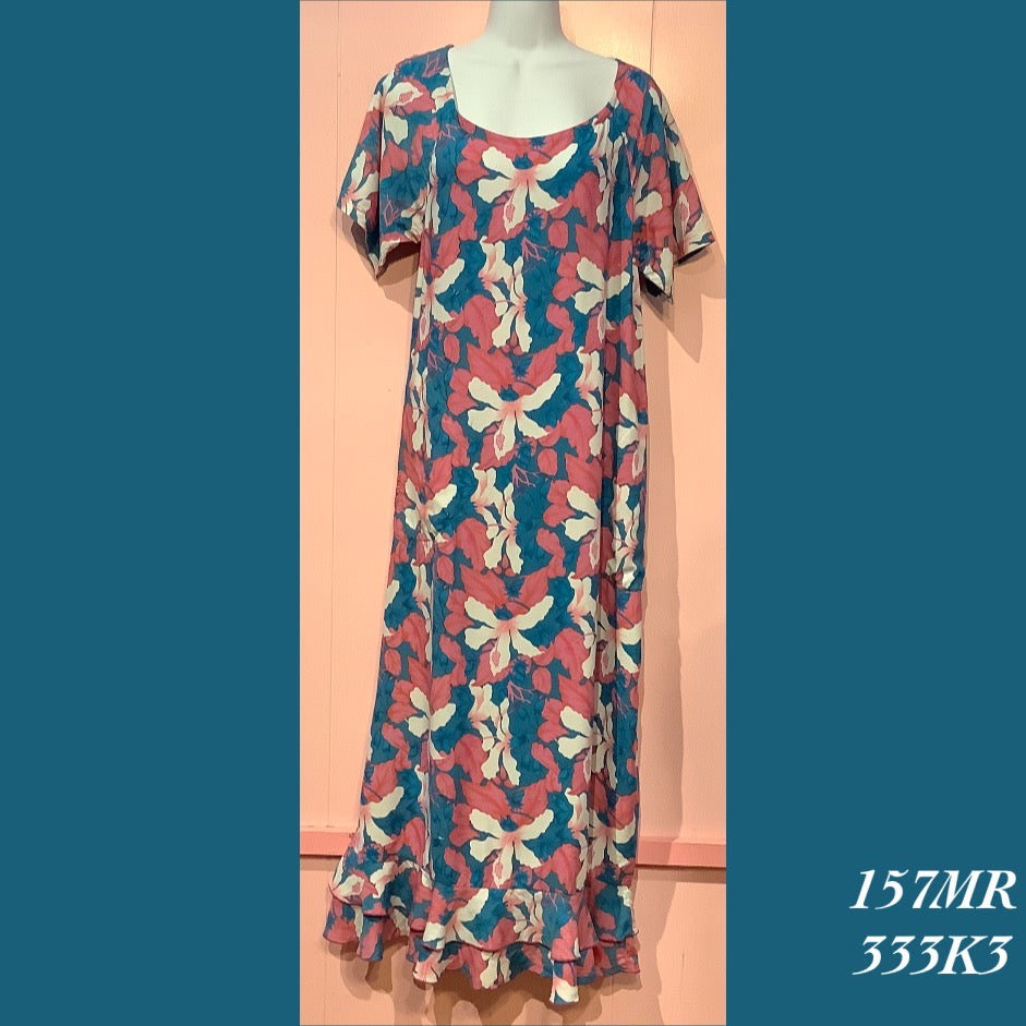 157MRX - 333K3 , Raglan sleeve dress mid length with ruffle and pockets plus size