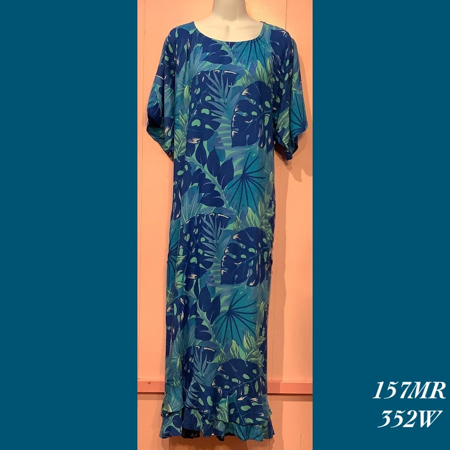 157MRX - 352W , Raglan sleeve dress mid length with ruffle and pockets plus size