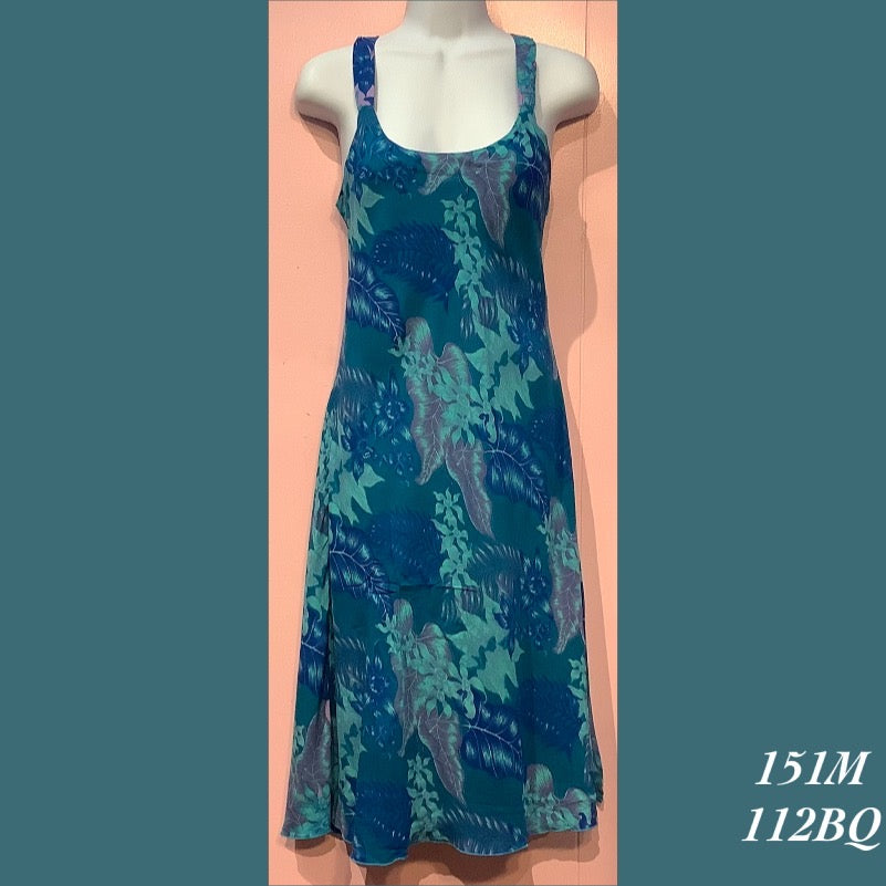 151M - 112BQ , Bias Cut Strap Dress Tea Length