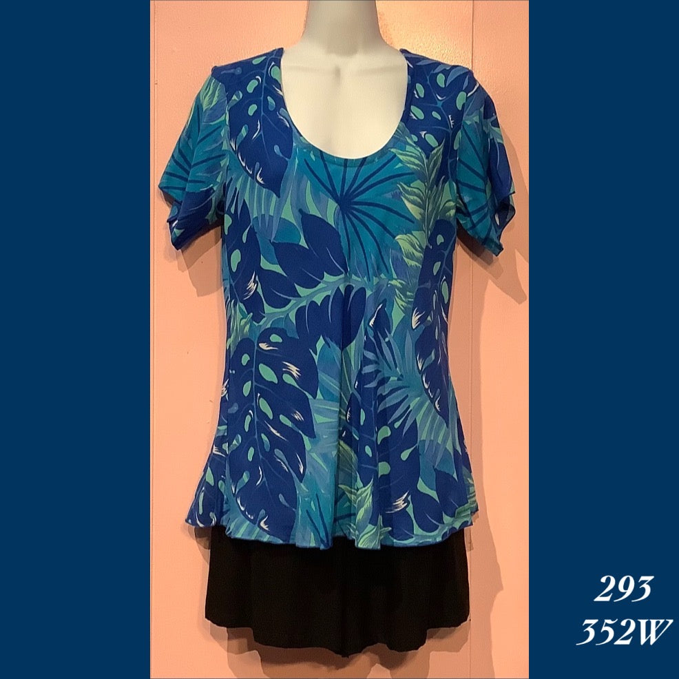 293LX - 352W , Sleeved bias cut top long plus size